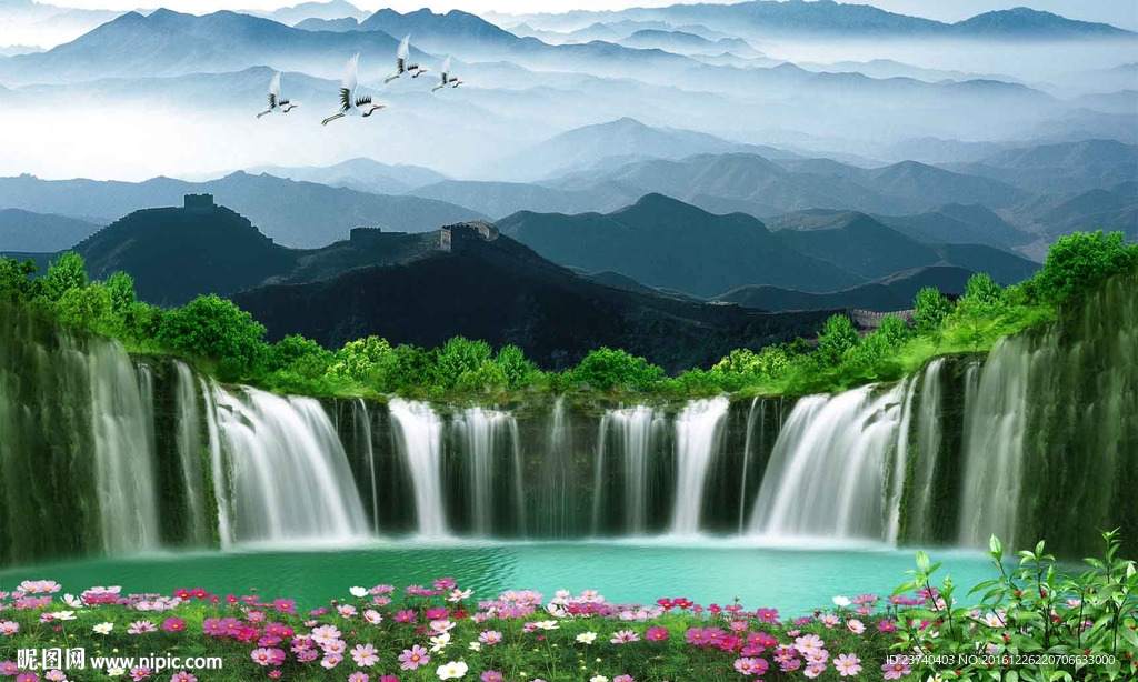山水风景背景墙