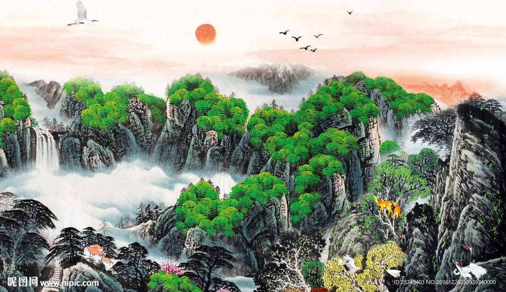 国画电视背景墙