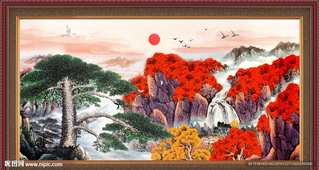 国画迎客松