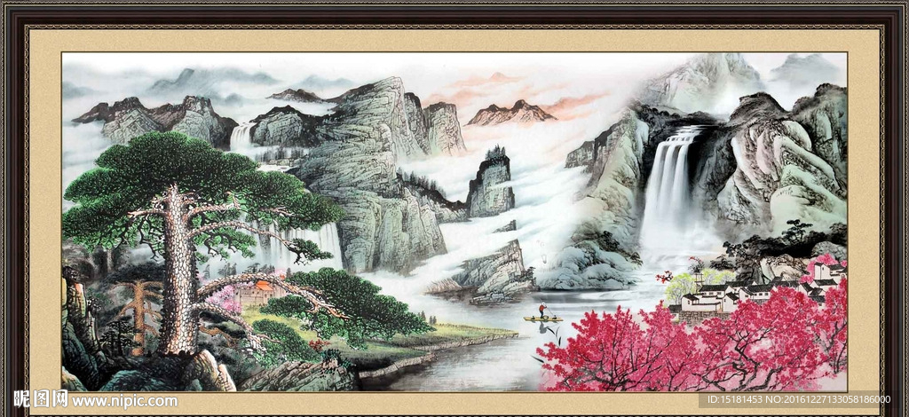 国画迎客松