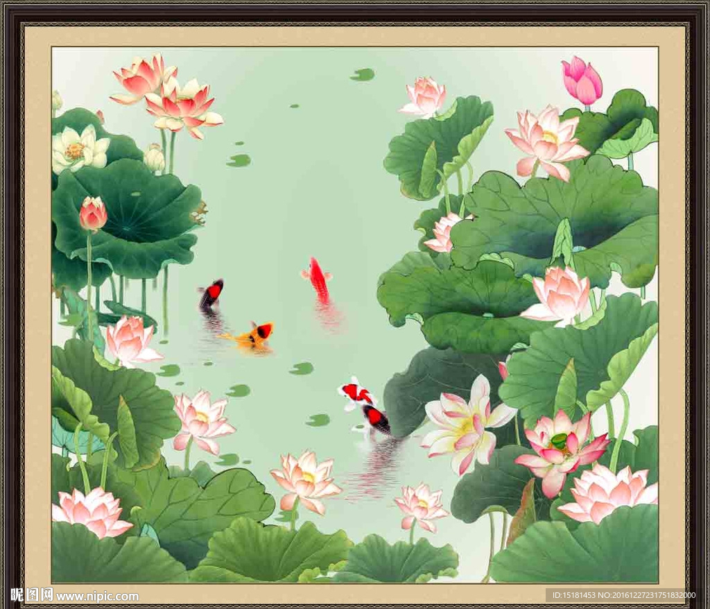 荷花鲤鱼图