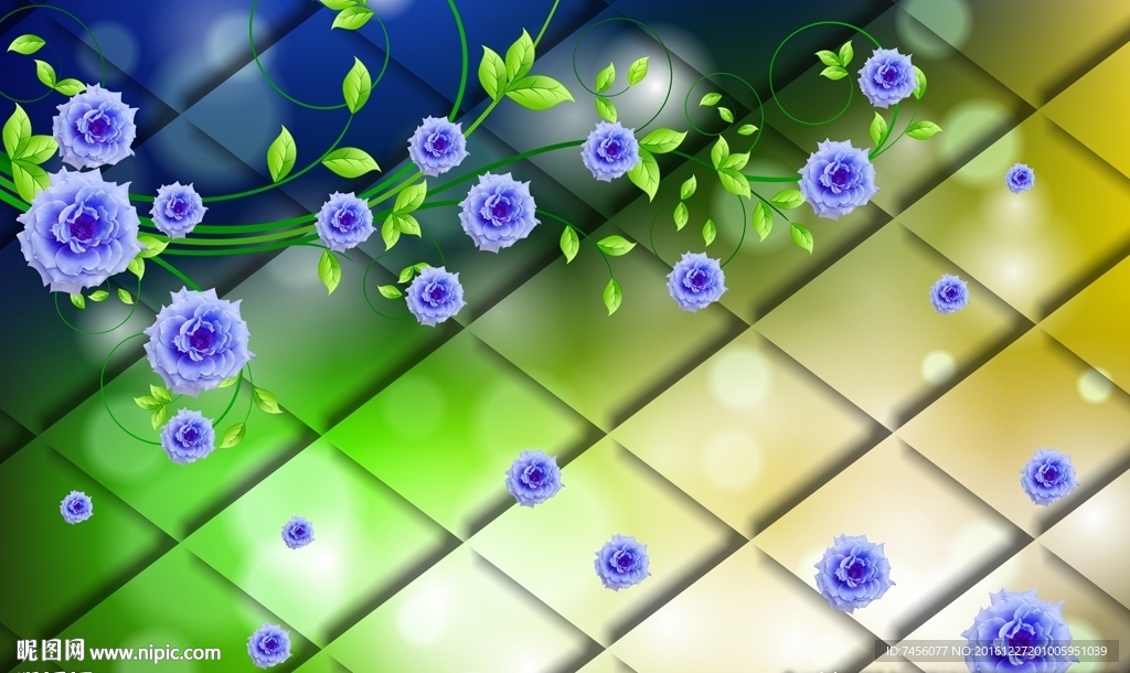 浪漫唯美紫色玫瑰花立体背景墙