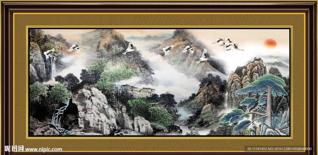 国画迎客松