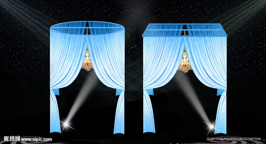 蓝色婚礼舞台效果图素材效果图