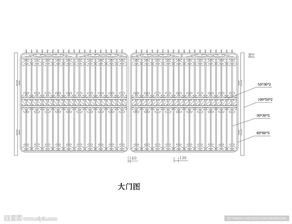 不锈钢铁花大门示意图