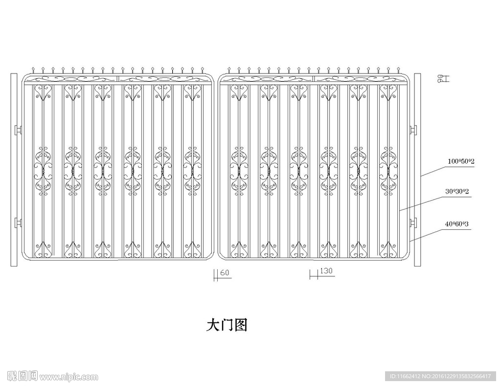 不锈钢铁花大门示意图