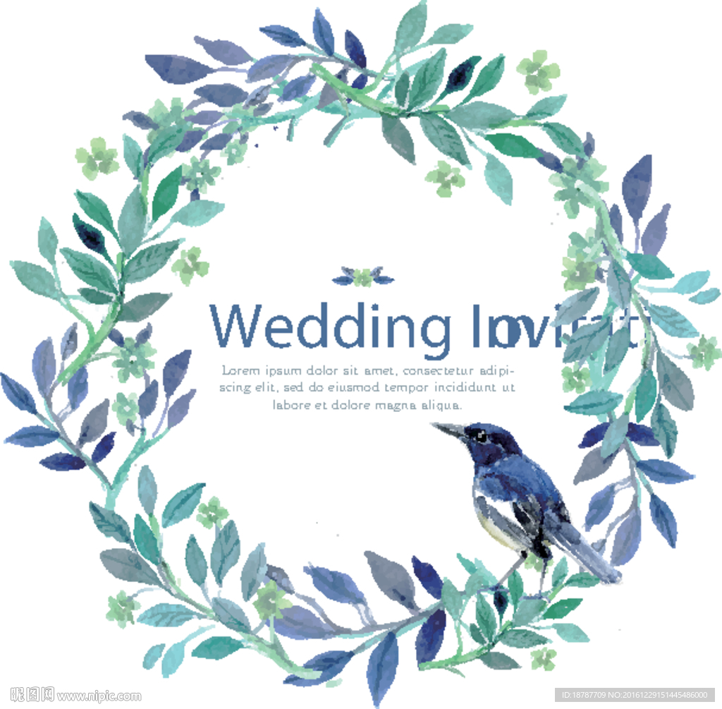 手绘花鸟边框 婚礼
