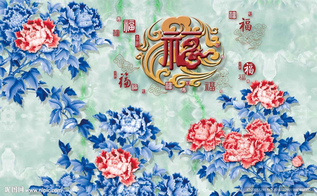 牡丹背景墙