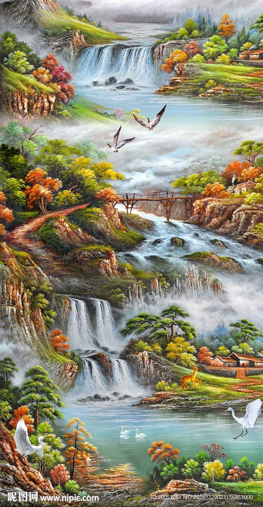 山水油画玄关