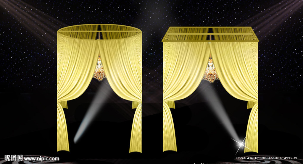 金色婚礼舞台效果图素材