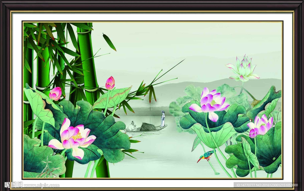 荷花竹子图