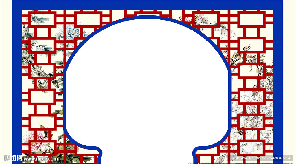 中式红色婚礼留影区效果图素材