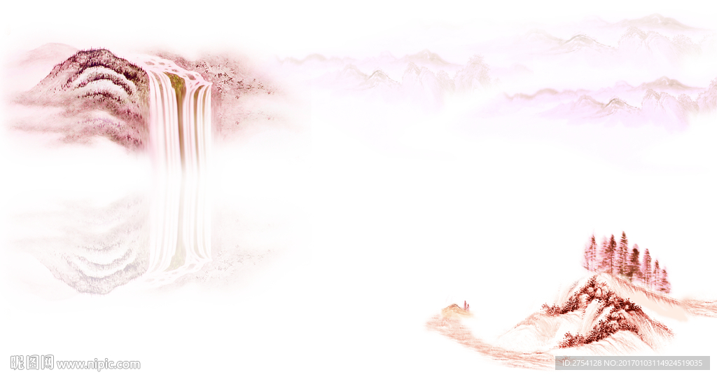 水墨山水画 源分层