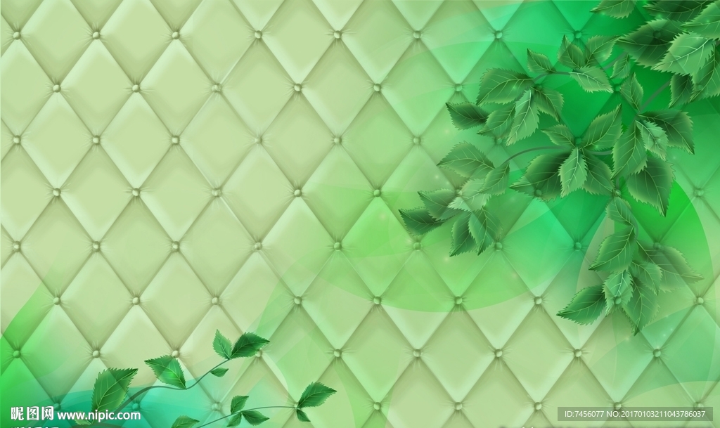 绿叶小清新时尚软包背景墙