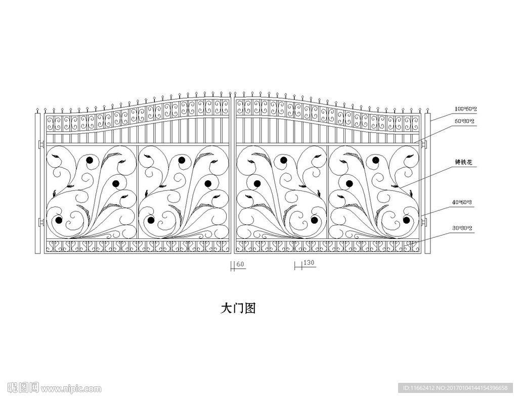 不锈钢铁花大门示意图