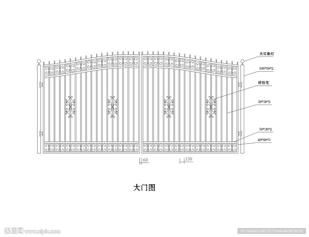 不锈钢铁花大门示意图