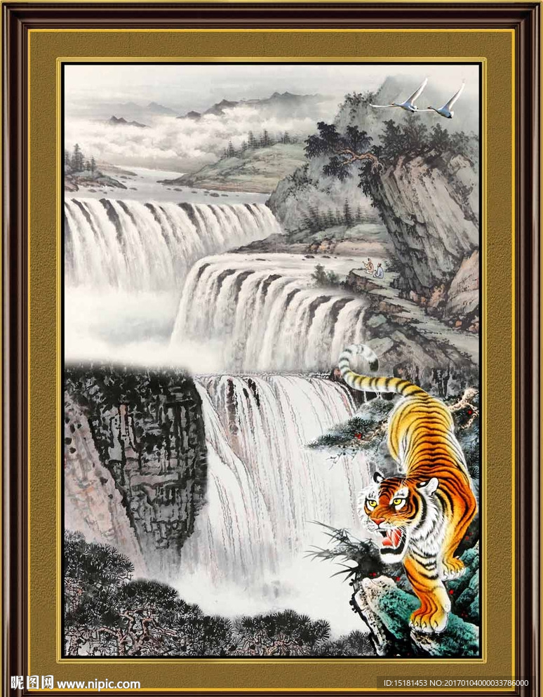 国画山水老虎