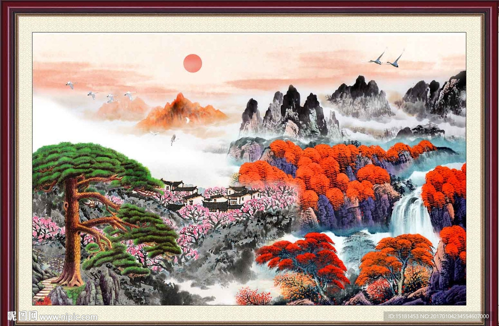 国画迎客松