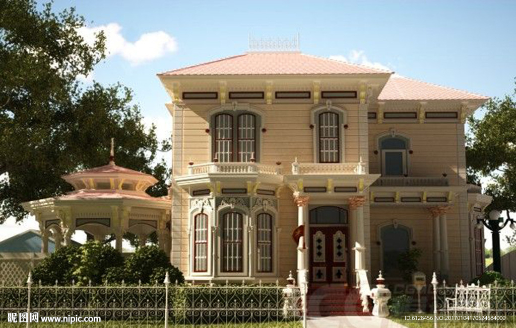 欧式别墅写实三维模型设计