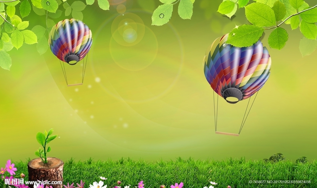 氢气球时尚绿色小清新立体背景墙