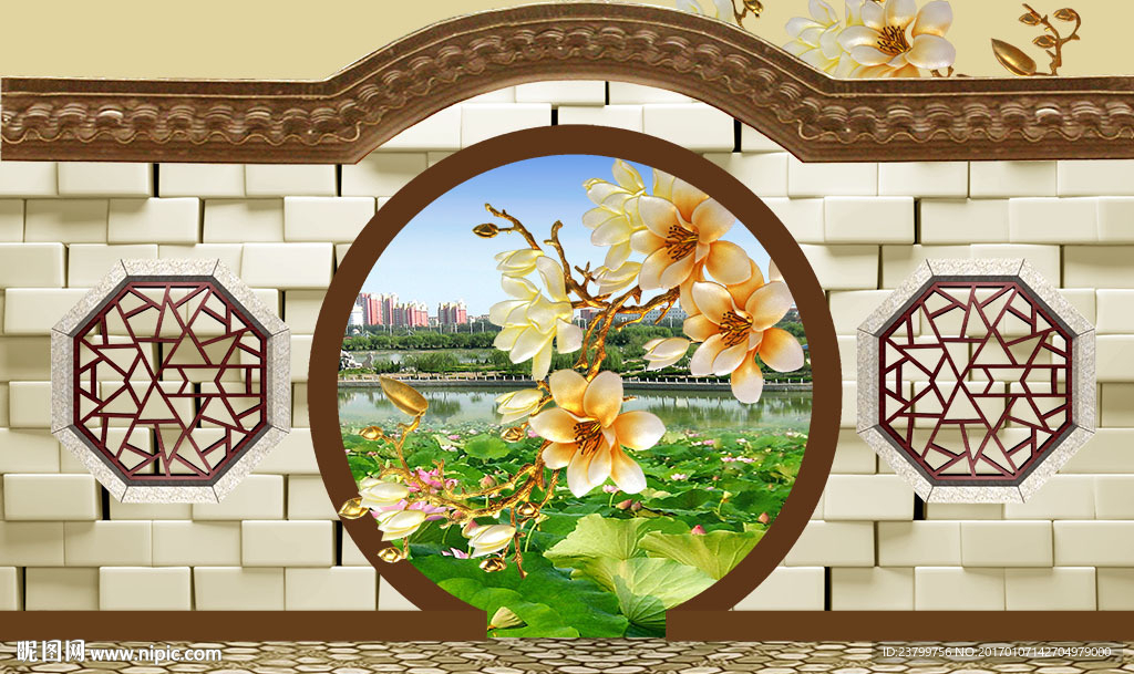 中式立体墙院背景墙装饰画