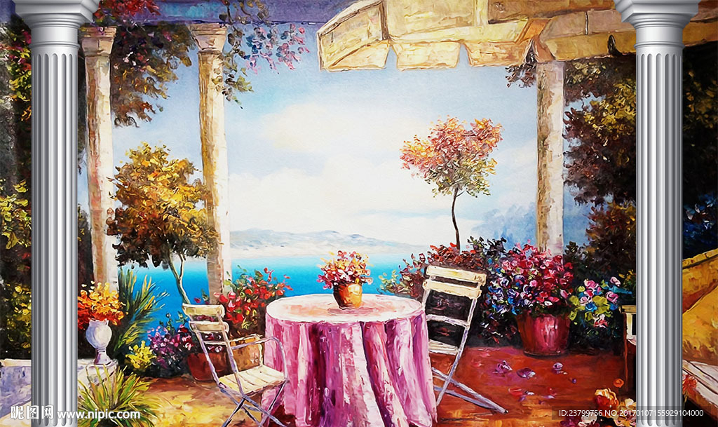 立体艺术油画背景墙装饰画