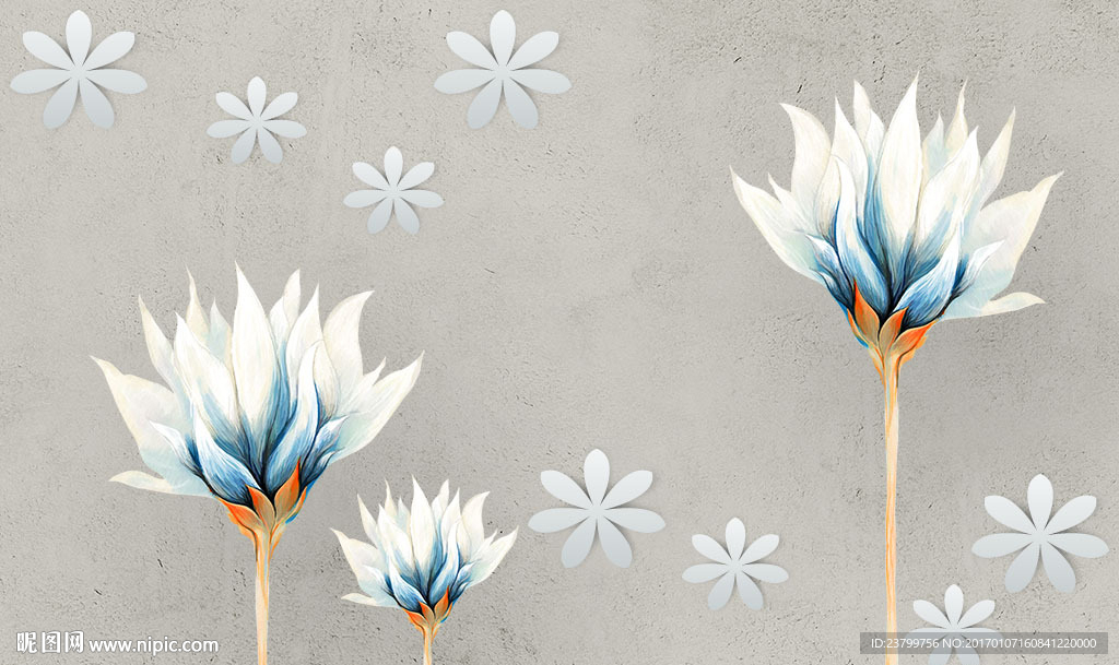 简约艺术花朵背景墙装饰画