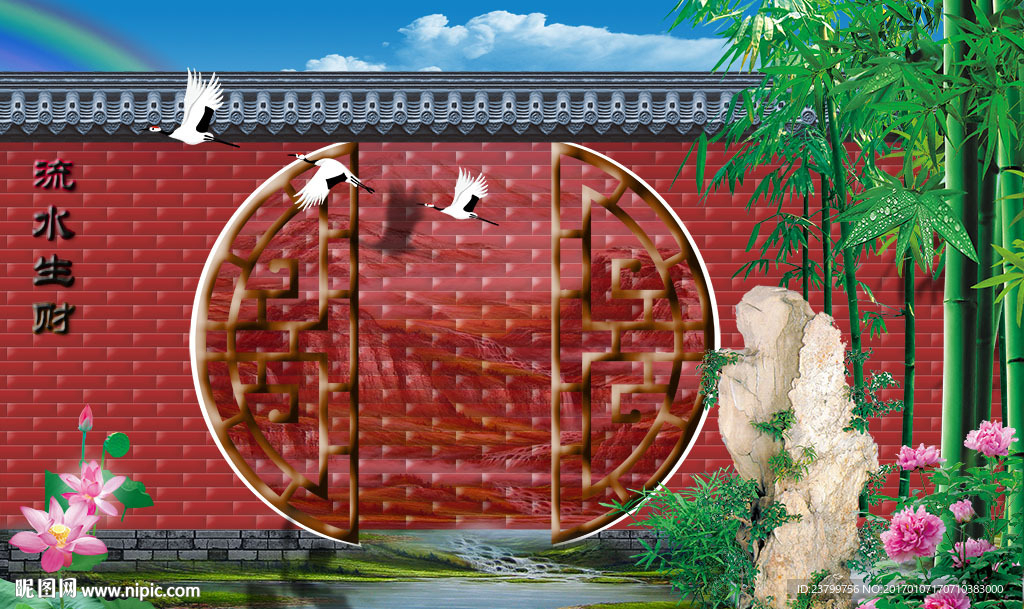 中式立体墙院背景墙装饰画