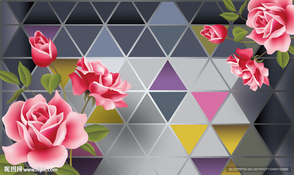 3D立体艺术花朵背景墙装饰画