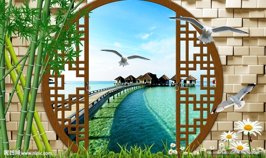 海景时尚墙面立体背景墙