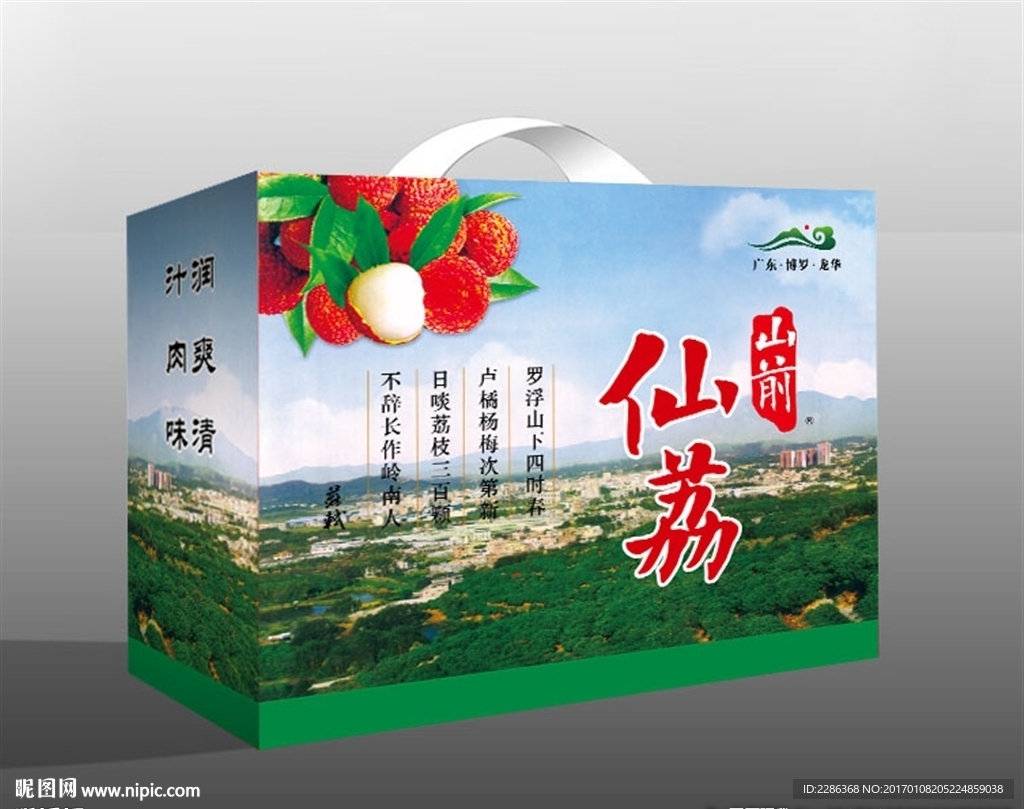 荔枝手提纸箱包装盒平面效果图