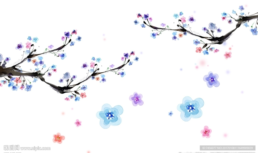 水墨梅花时尚简约背景墙