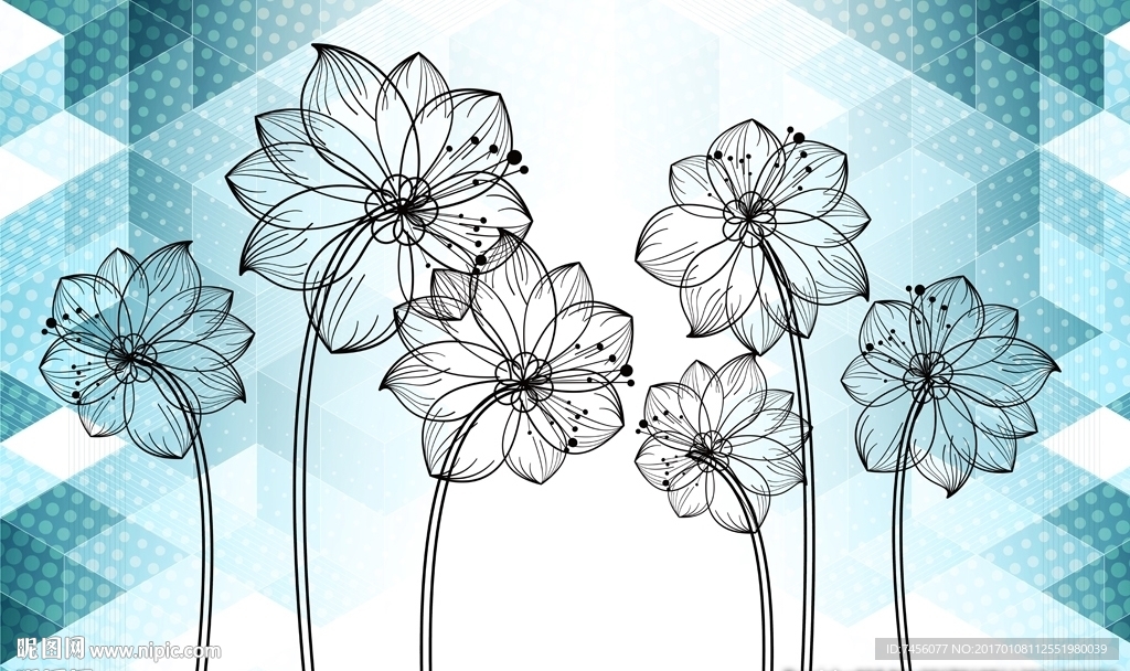 时尚水晶蒲公英线条背景墙