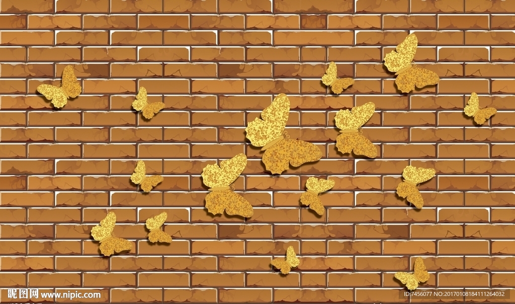 金色蝴蝶时尚立体墙面背景墙