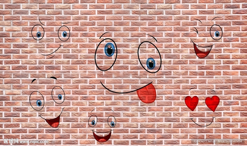 笑脸手绘墙面时尚立体背景墙