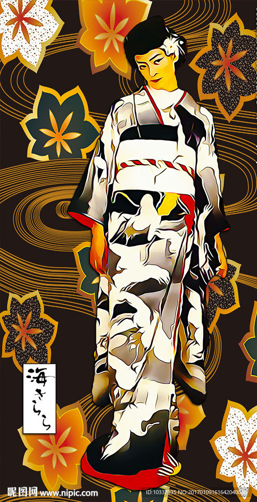 日本和服少女插画
