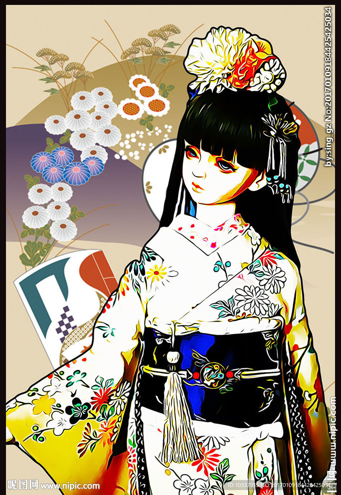 和服动漫少女分层