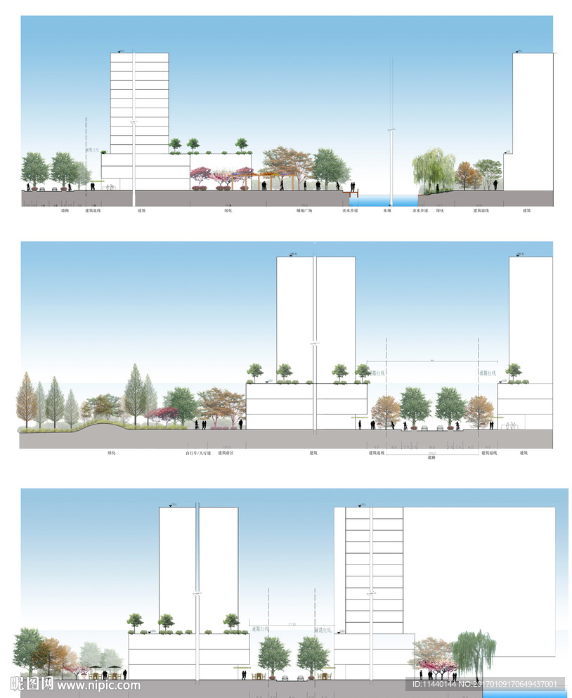 国外风格小区景观PSD立面图