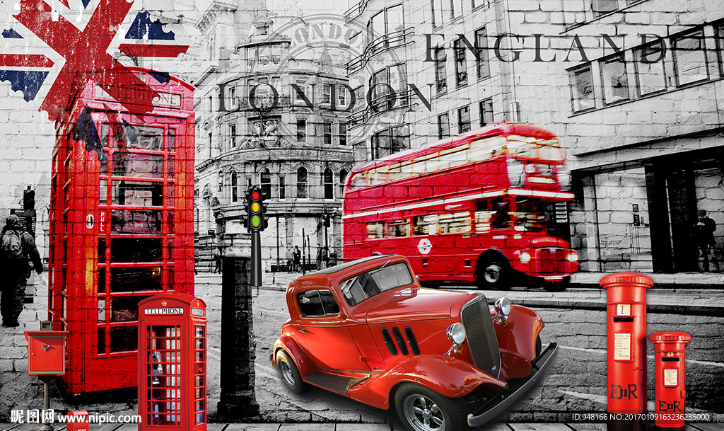 复古英伦风格欧式怀旧背景墙