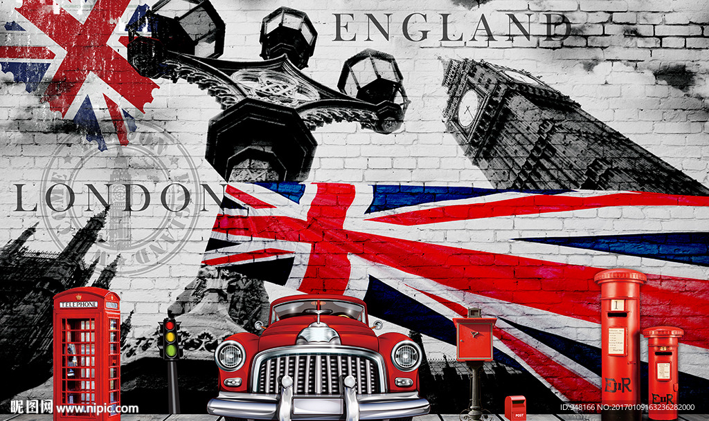 复古怀旧欧式英伦背景墙