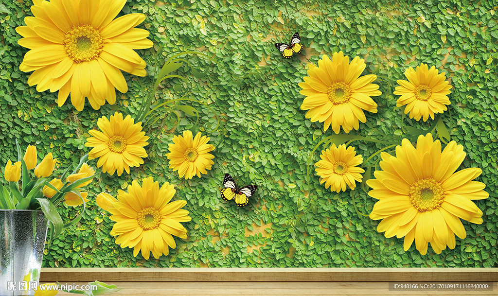 温馨花卉背景墙