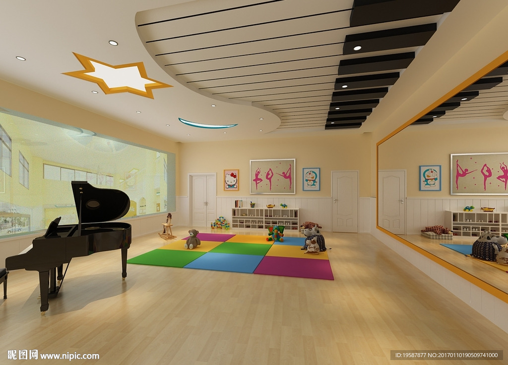 北欧幼儿园儿童音乐钢琴舞蹈教室-【集简空间】3d模型_su模型_贴图_草图模型「免费下载每日更新」