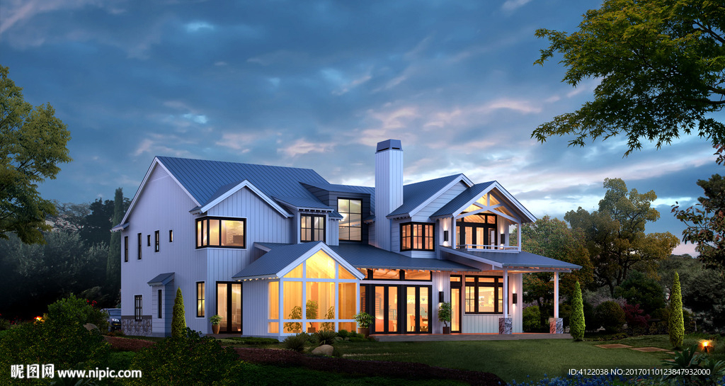 别墅 别墅夜景 别墅效果图 夜