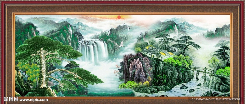 国画迎客松