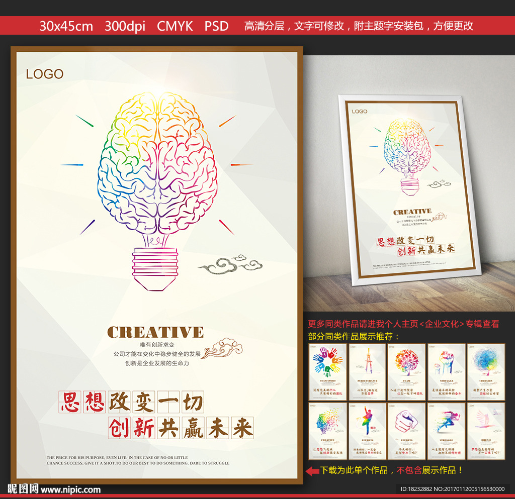 创意企业文化思想创新励志海报