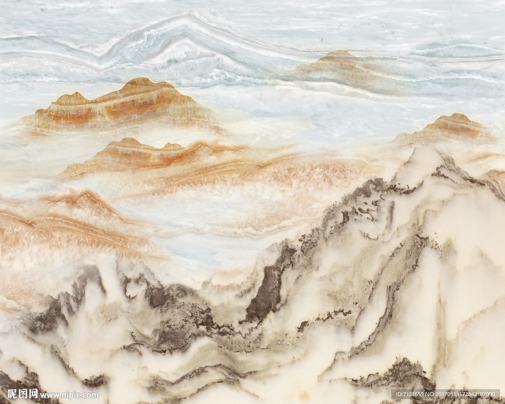 大理石 山水画