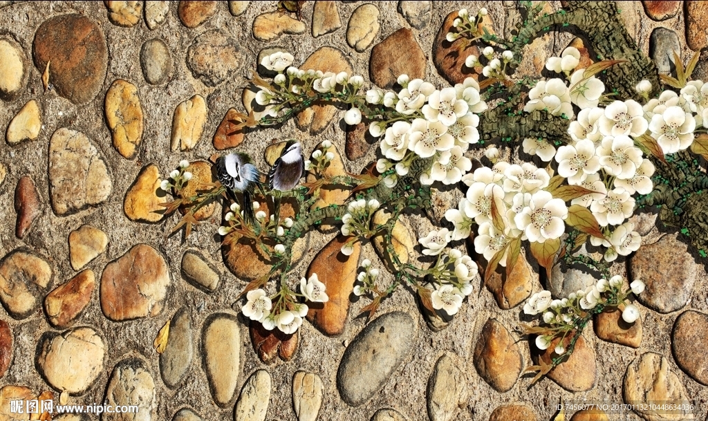 玉兰花鸟时尚立体背景墙