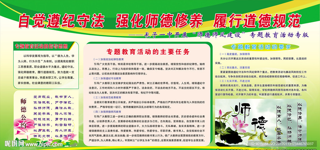校园检查 师德考核 师风展板