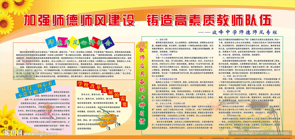校园检查师德考核文化展板