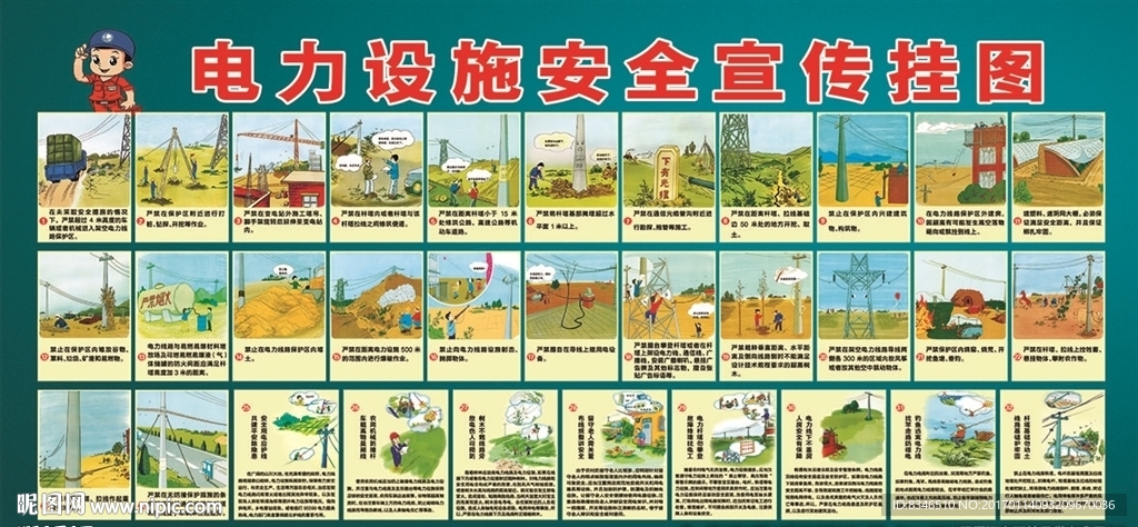 电业局设施安全宣传挂图  卡通